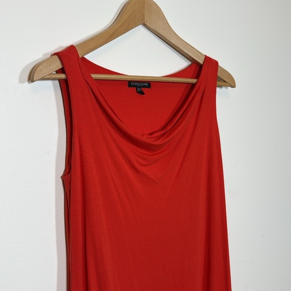 Eileen Fisher Womens Orange Coral Asymmetrical Hem Sleeveless Dress Sz PP 0-2 - Picture 3 of 13